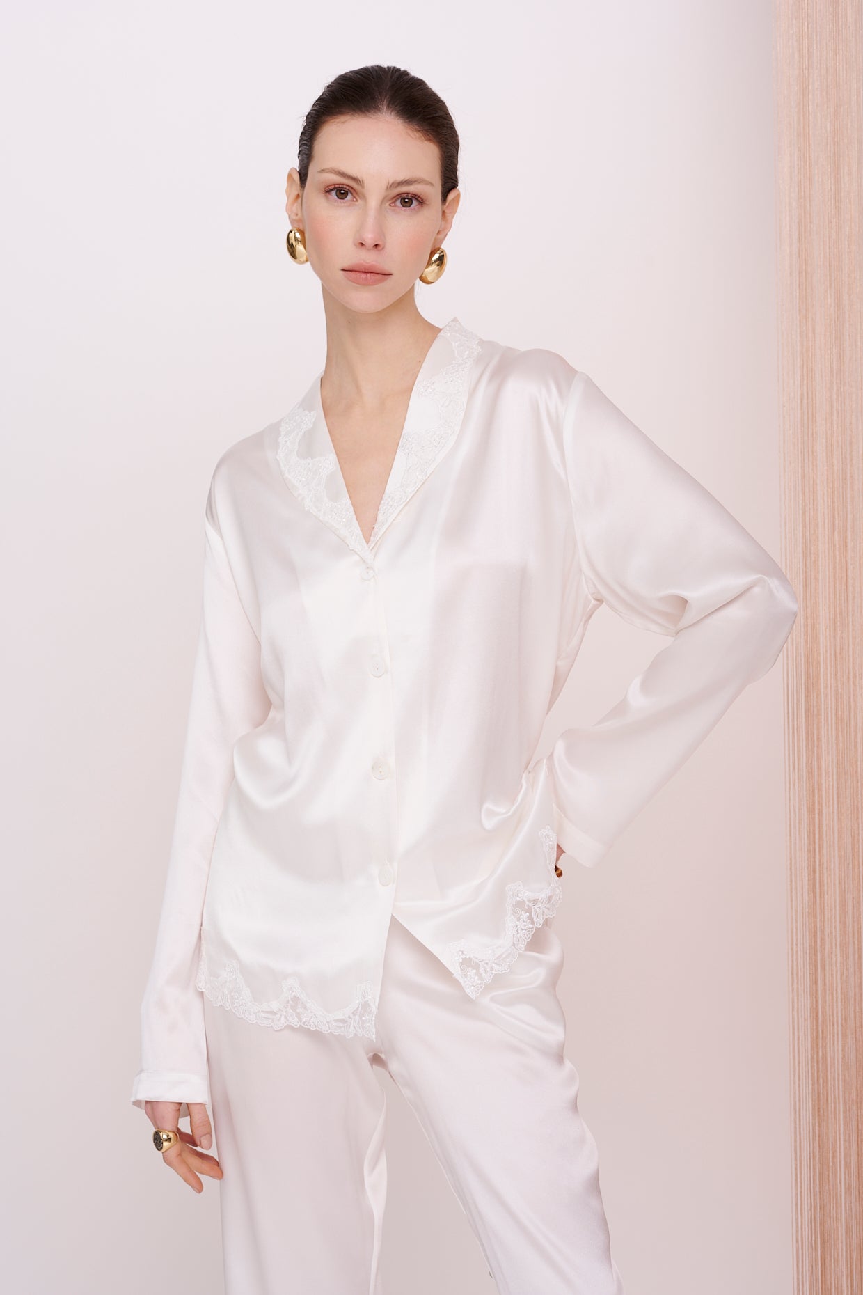 BASICS Pyjama - Satin Silk with Lace