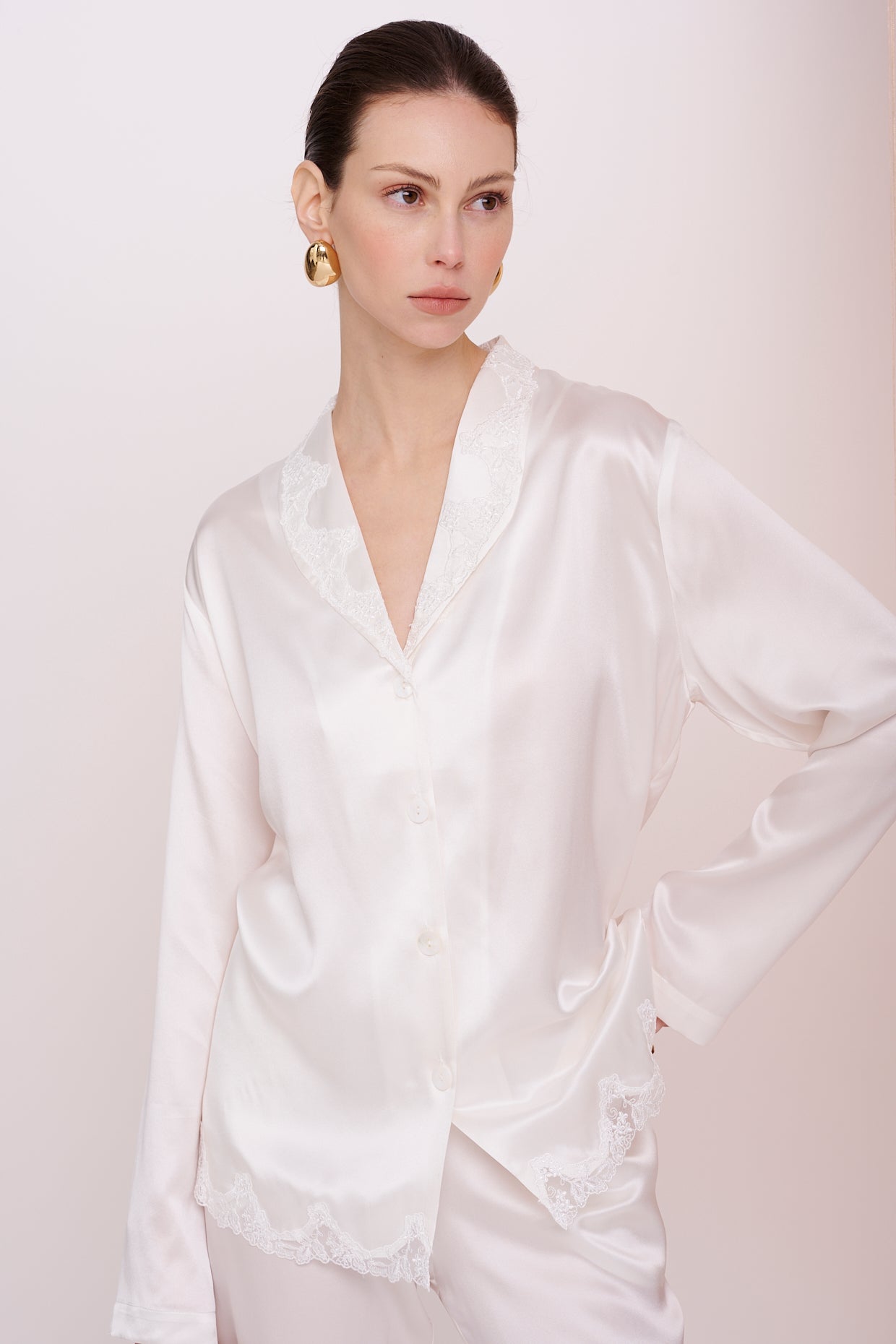 BASICS Pyjama - Satin Silk with Lace