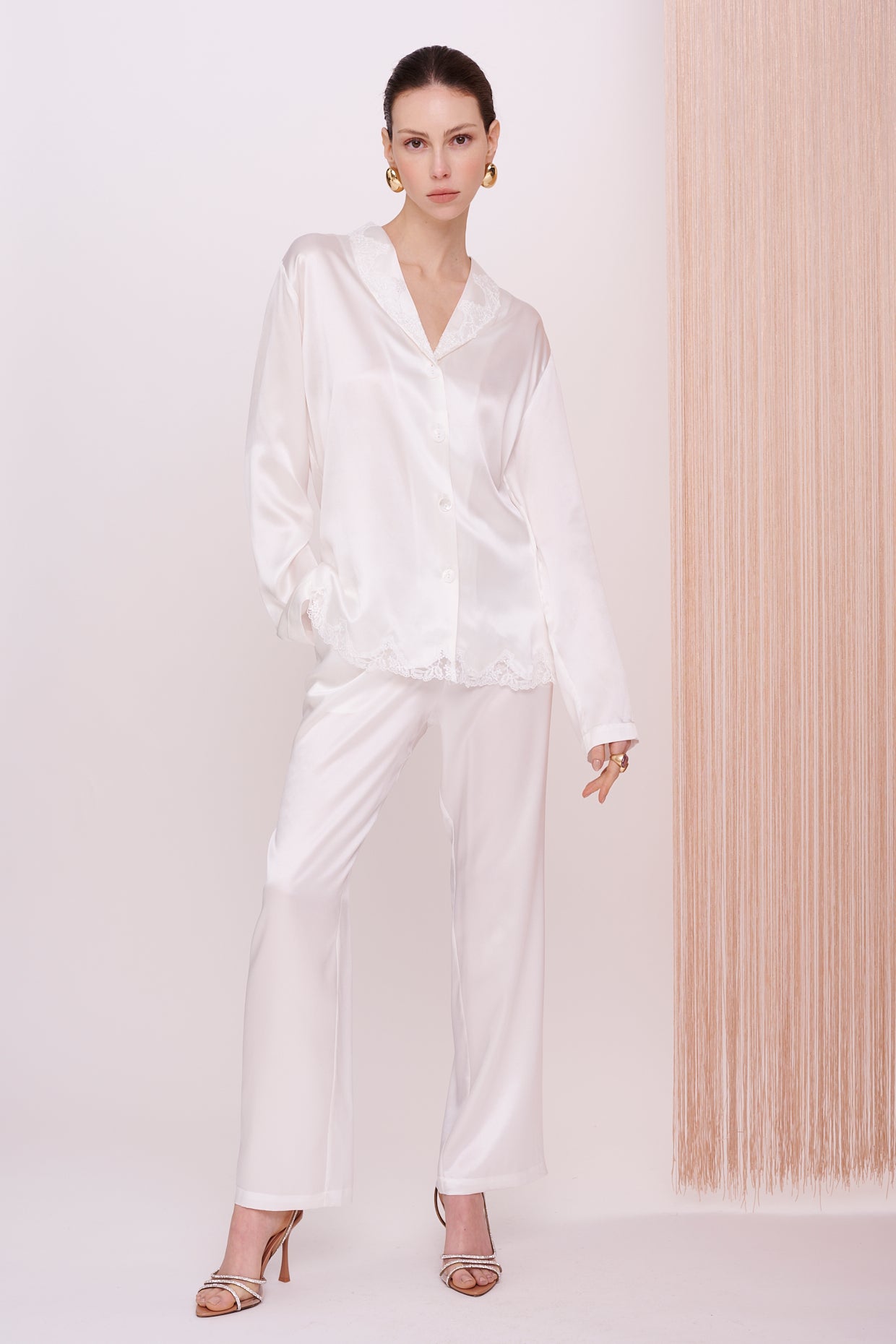 BASICS Pyjama - Satin Silk with Lace