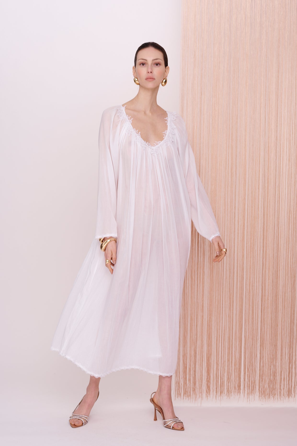 BASICS Dress Maxi - Mousseline with lace
