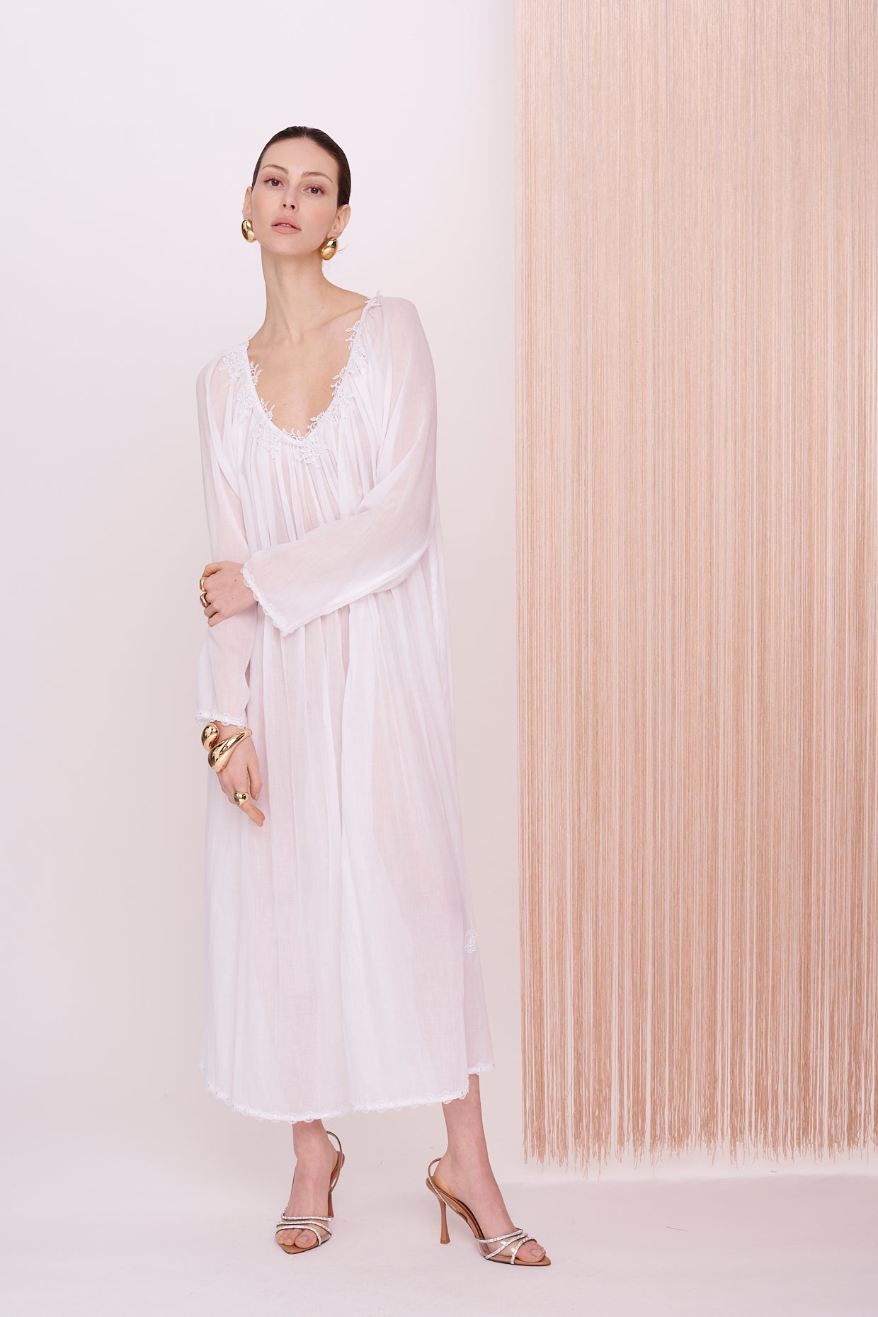 BASICS Dress Maxi - Mousseline with lace