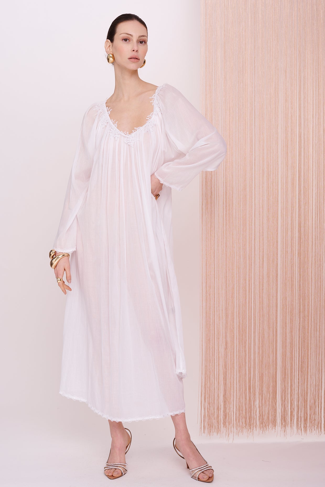 BASICS Dress Maxi - Mousseline with lace