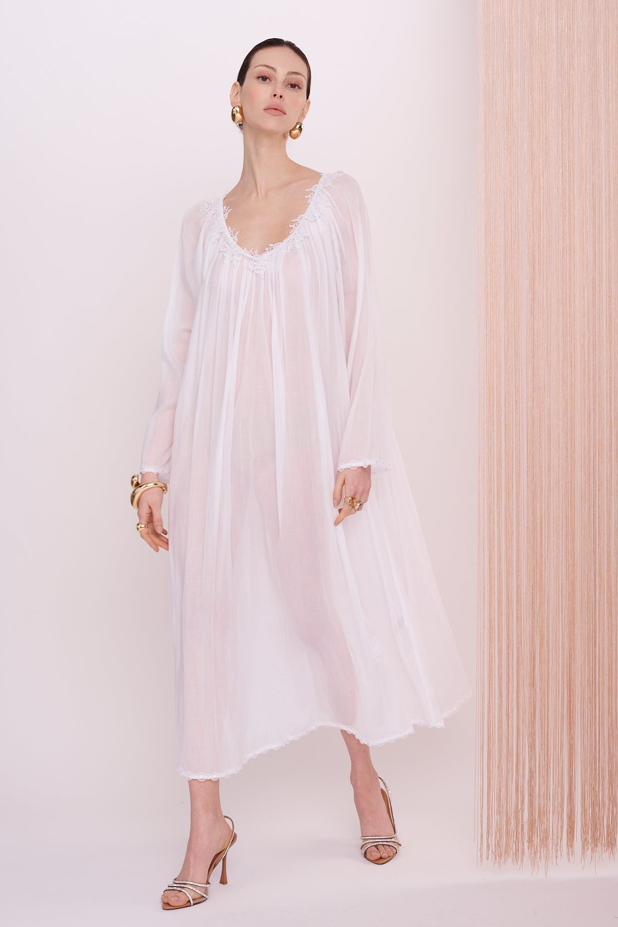 BASICS Dress Maxi - Mousseline with lace