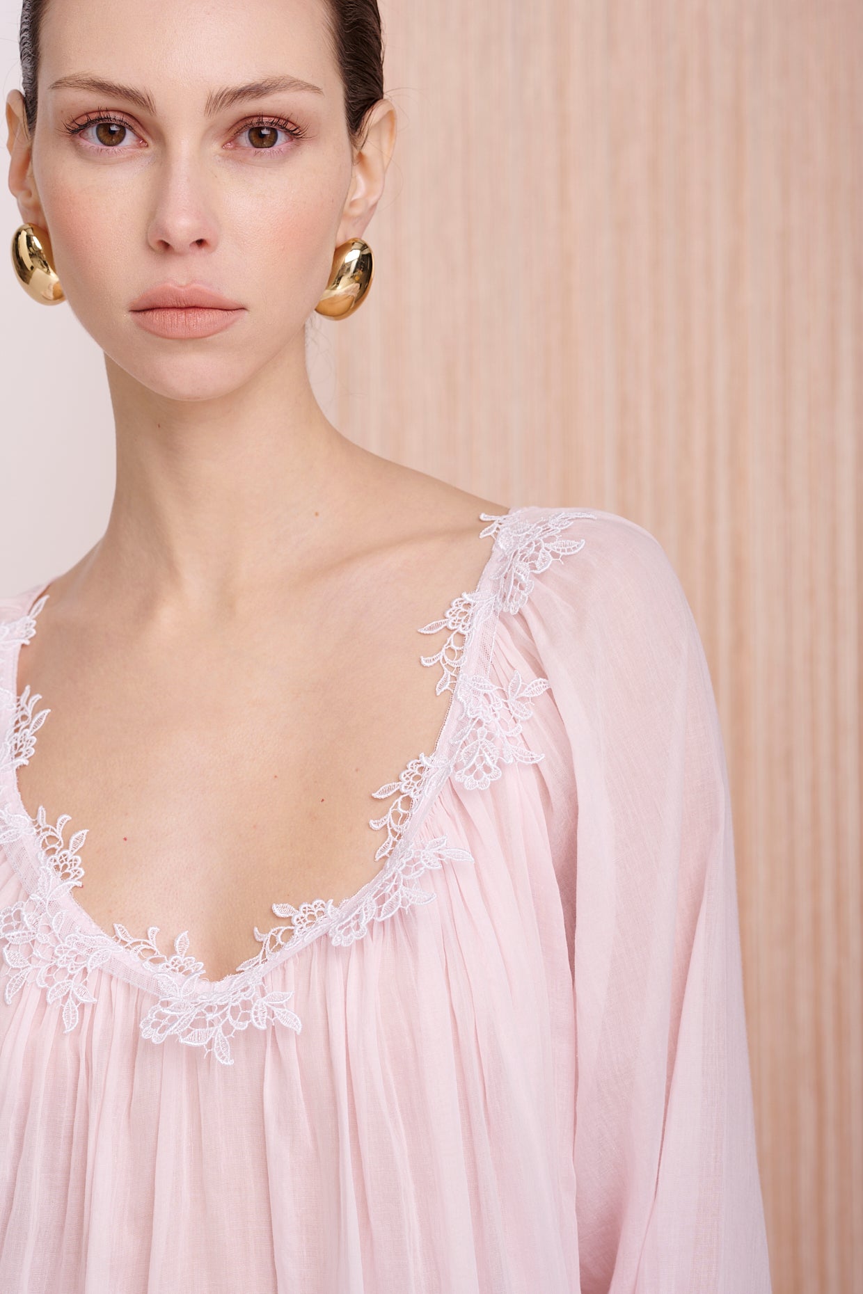 BASICS Dress Midi - Mousseline with Lace