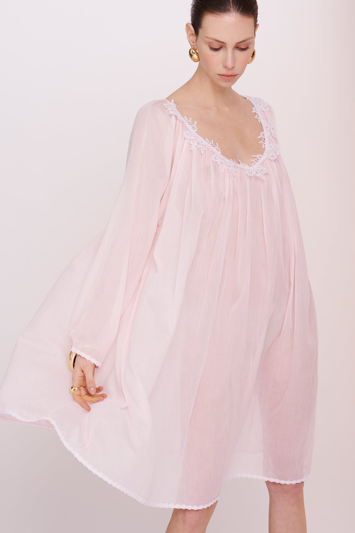 BASICS Dress Midi - Mousseline with Lace