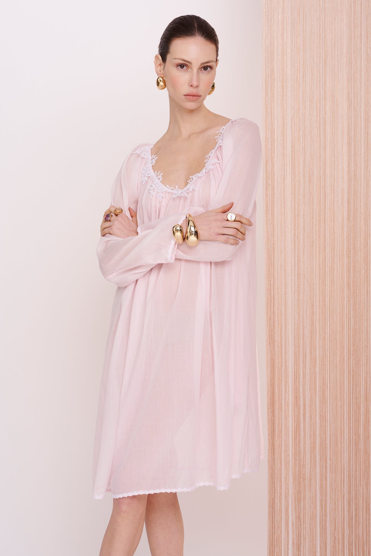 BASICS Dress Midi - Mousseline with Lace