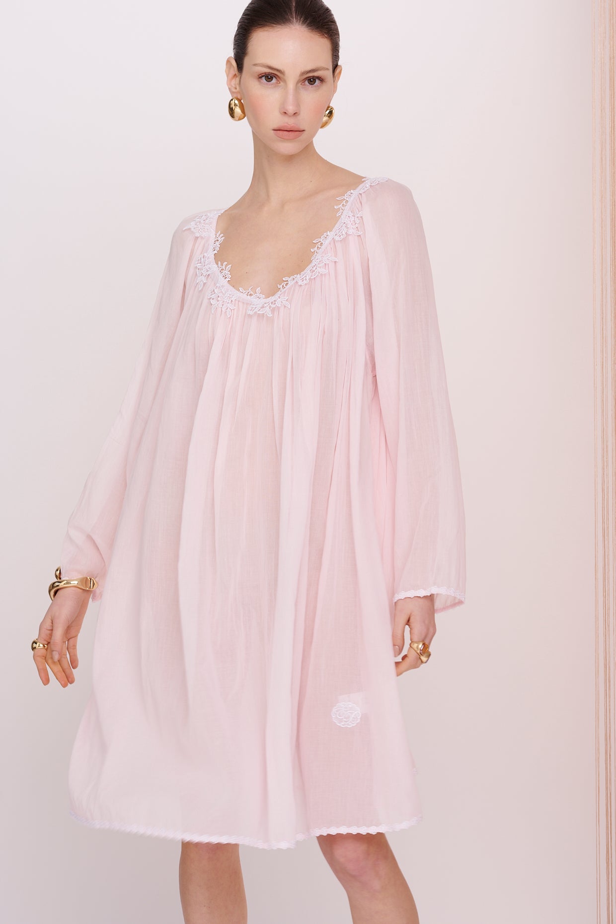 BASICS Dress Midi - Mousseline with Lace