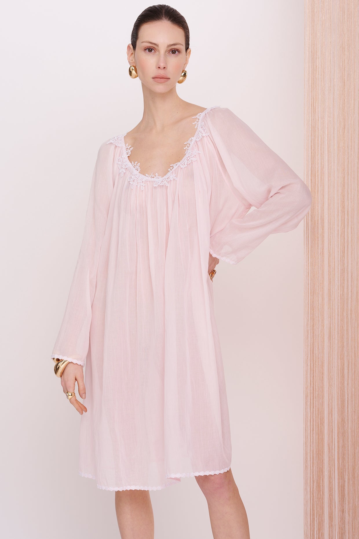 BASICS Dress Midi - Mousseline with Lace