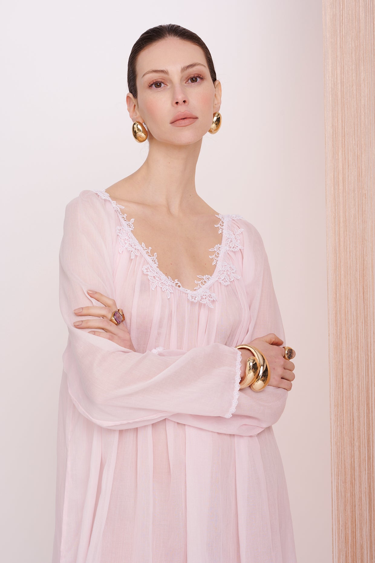 BASICS Dress Midi - Mousseline with Lace