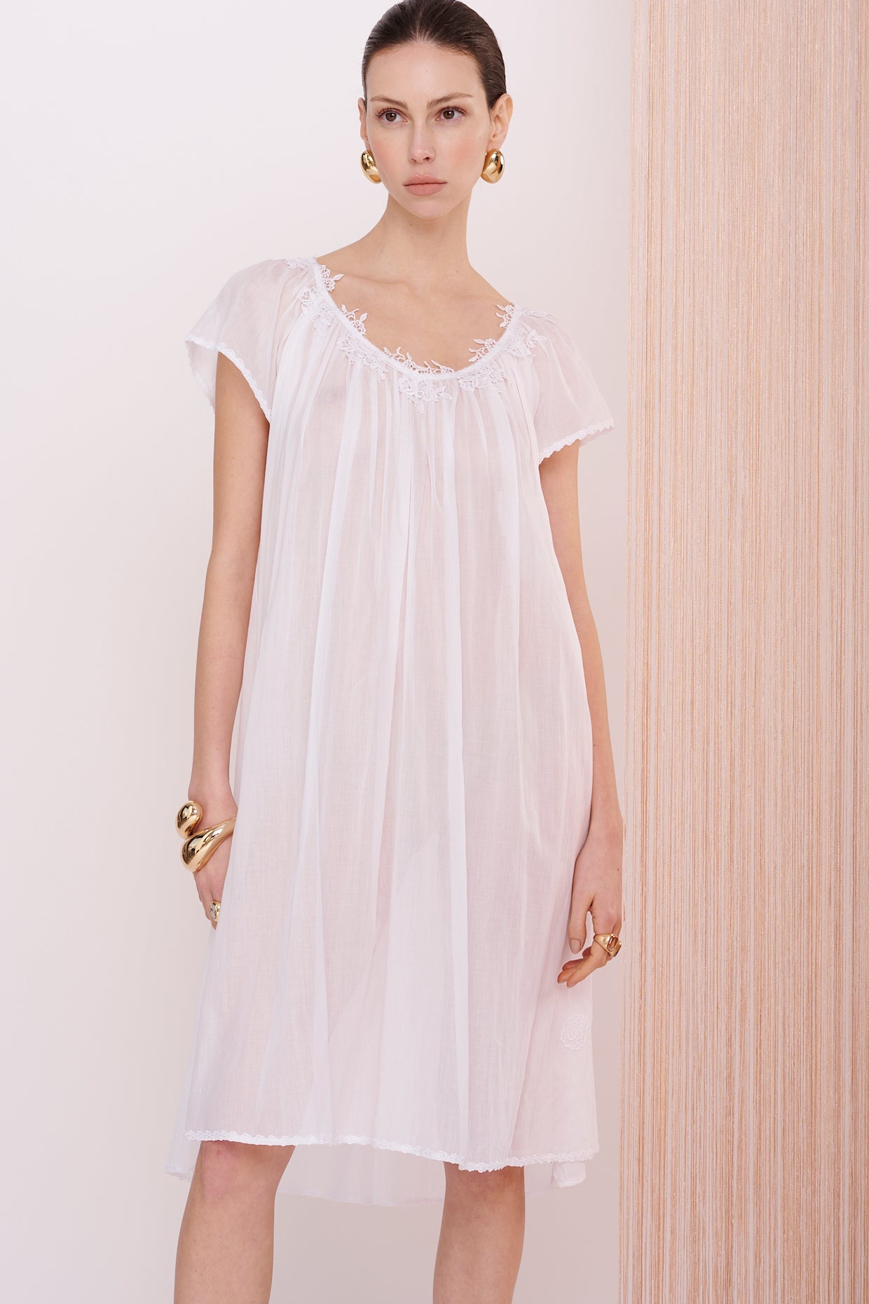 BASICS Dress Midi - Mousseline with Lace