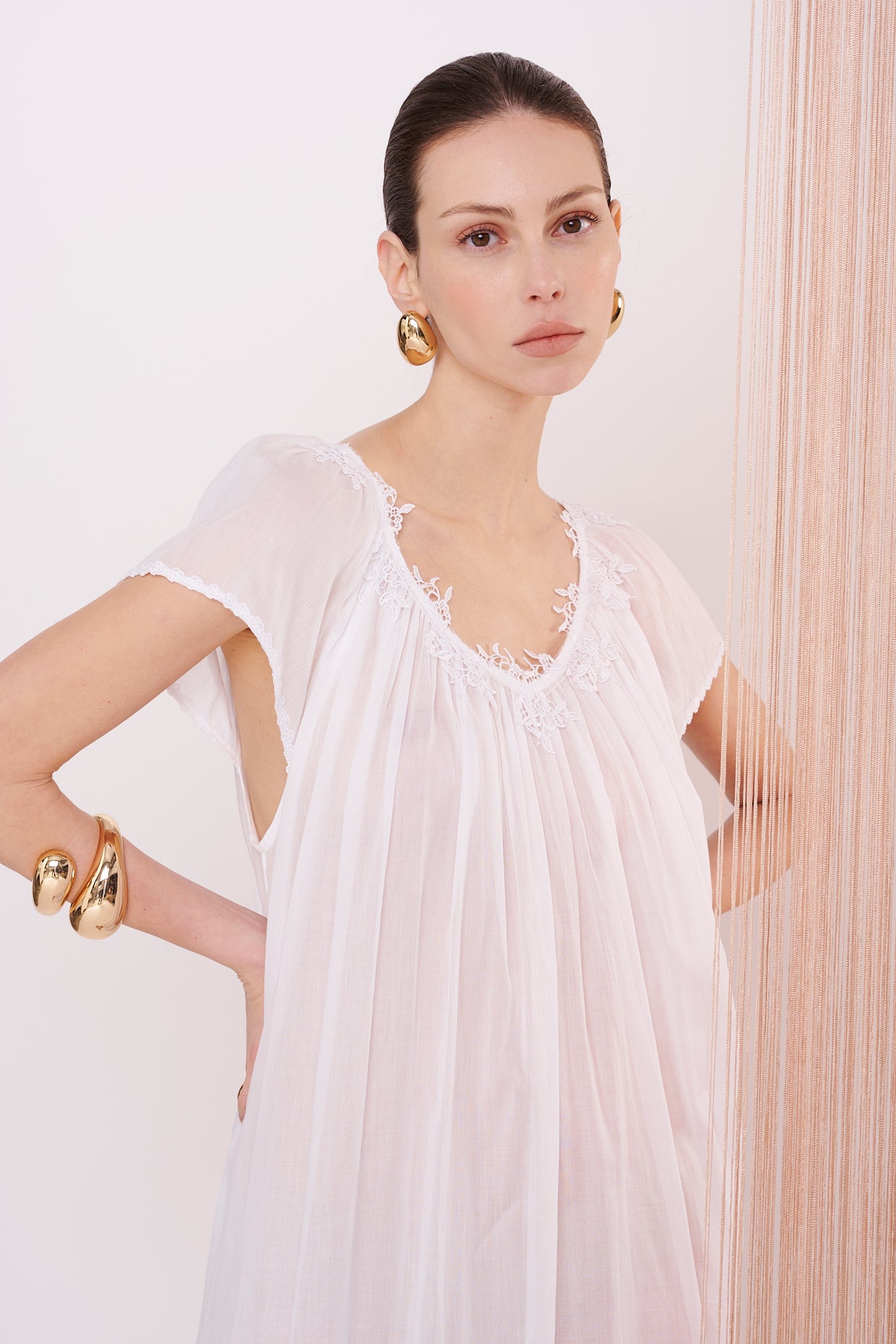 BASICS Dress Maxi - Mousseline with Lace