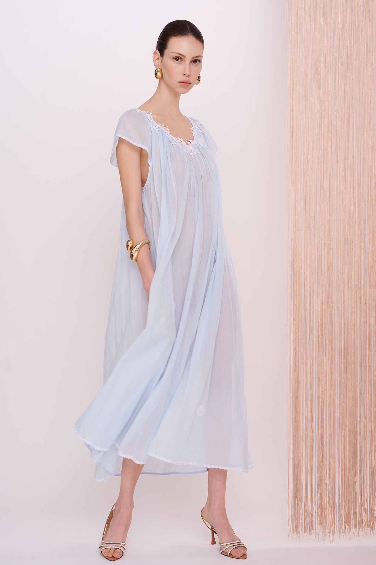BASICS Dress Maxi - Mousseline with Lace