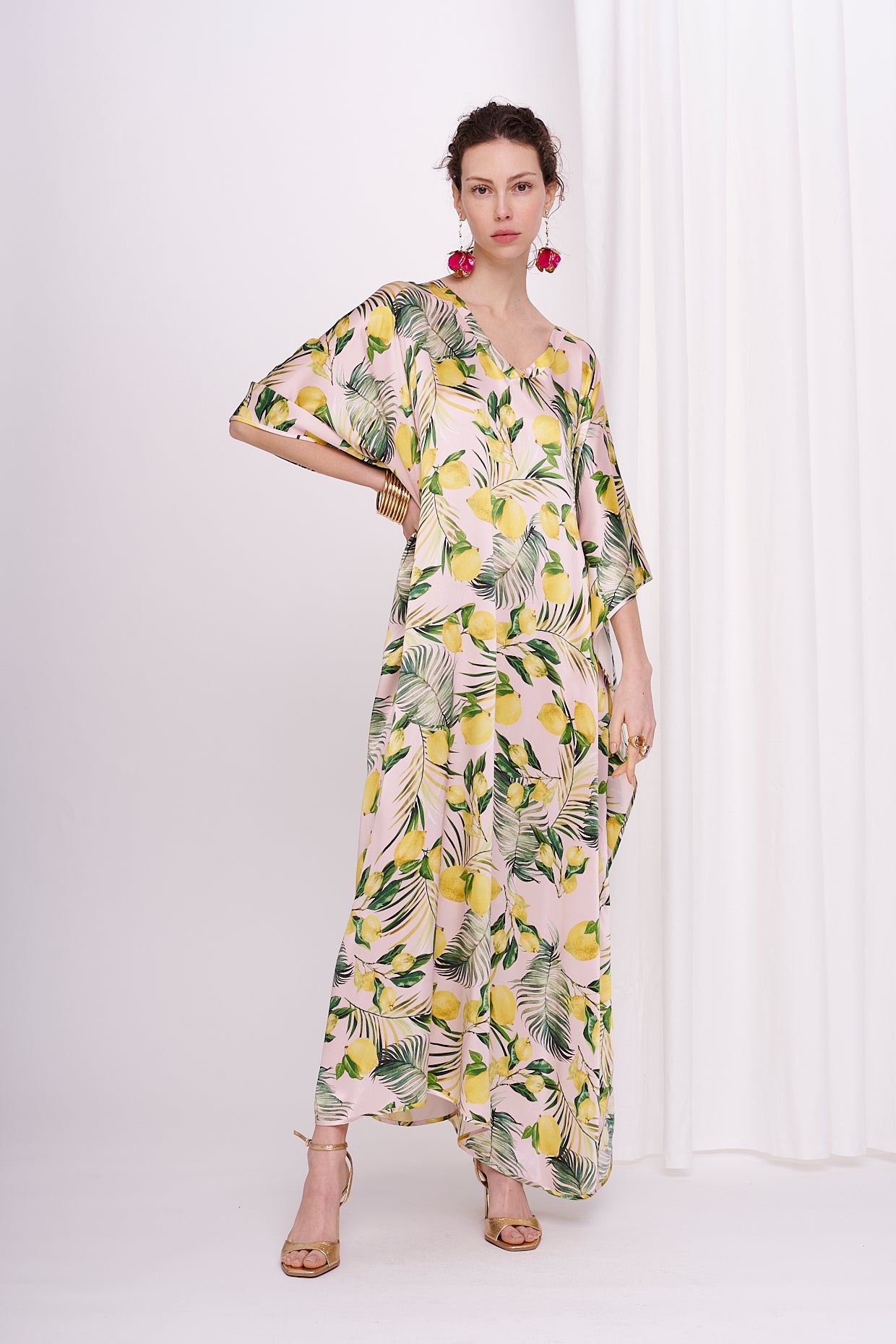 kaftan with belt satin silk