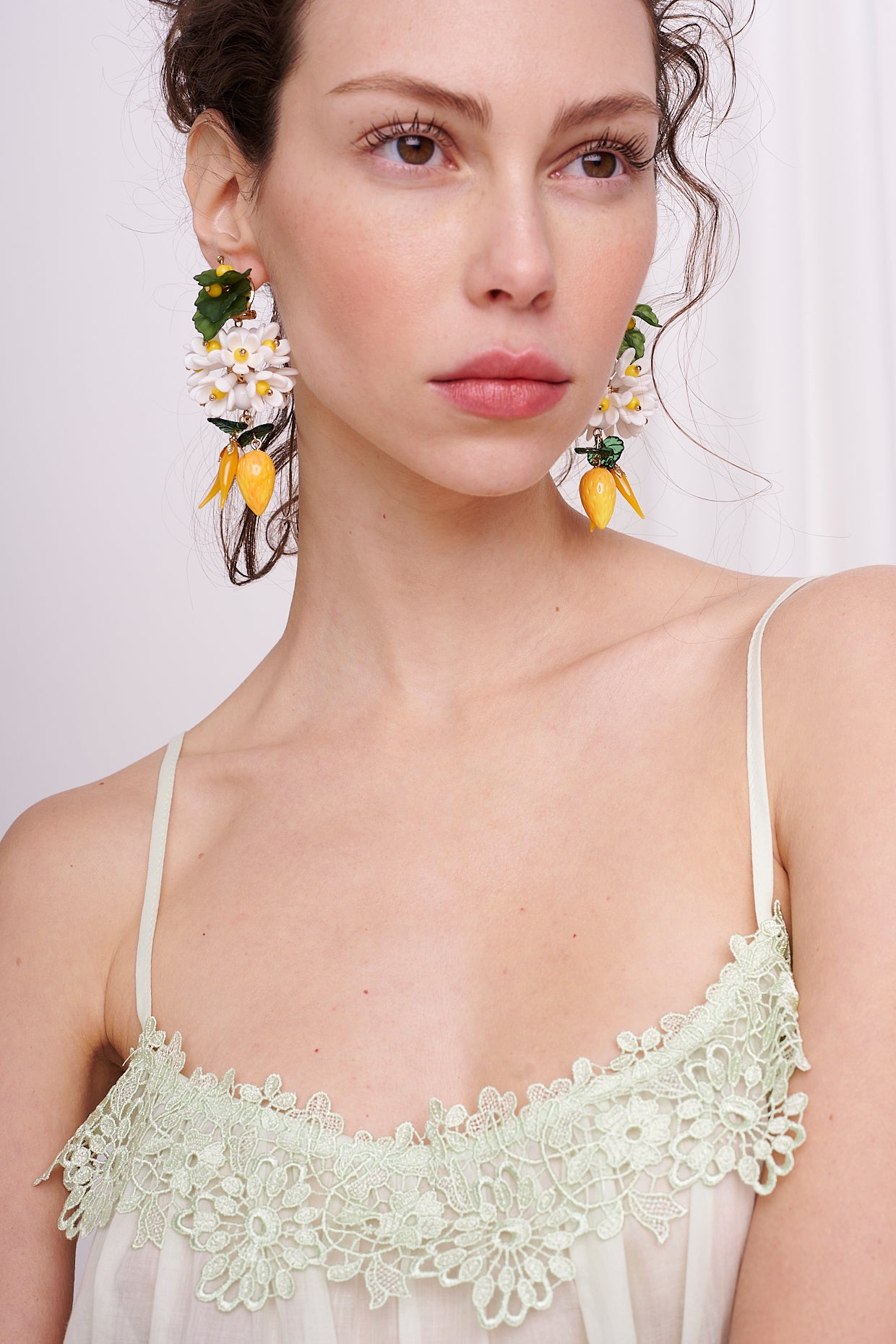 mini dress mousseline with lace