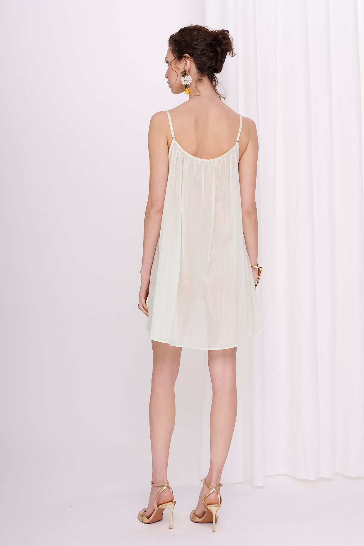 mini dress mousseline with lace