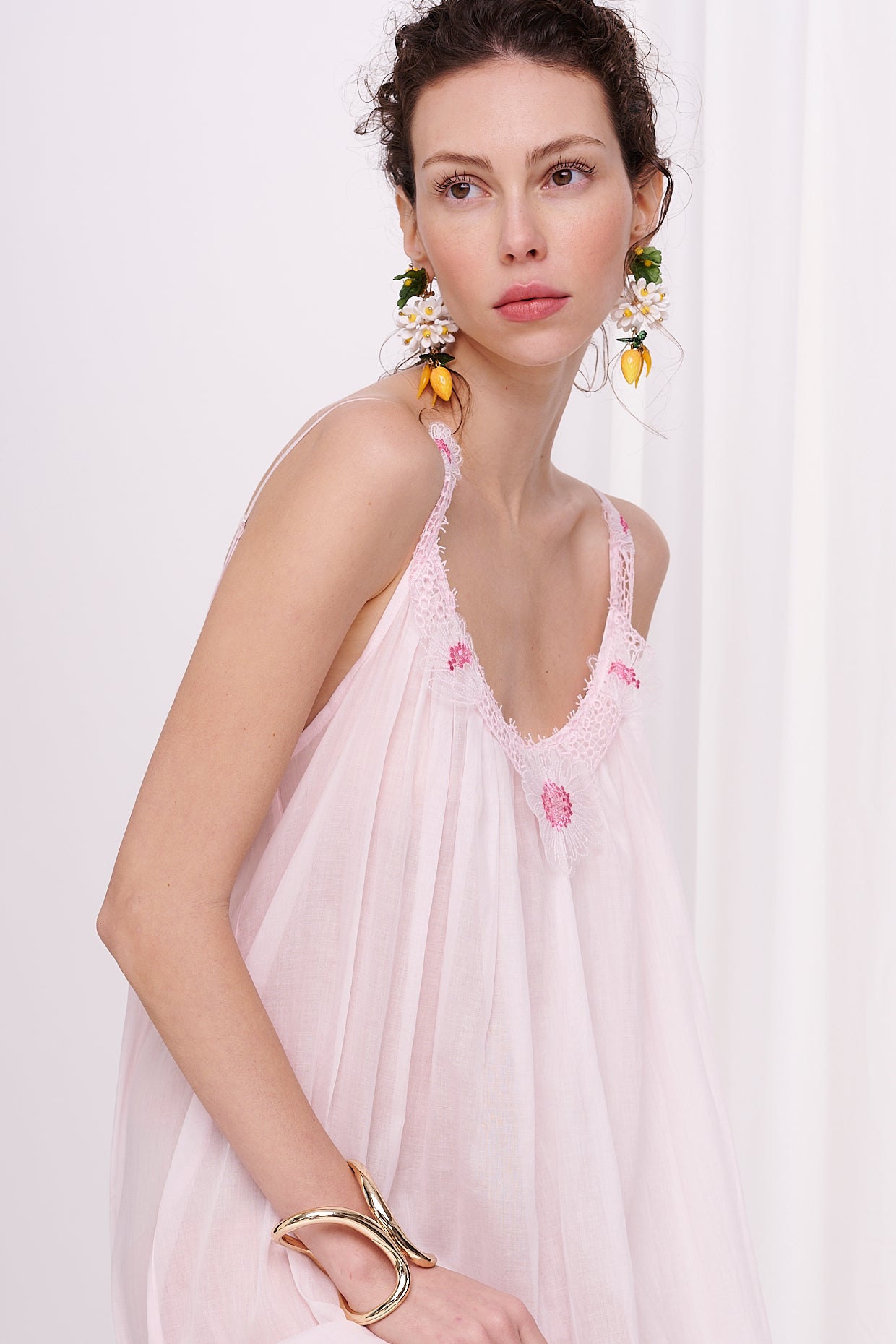 mini dress mousseline with lace