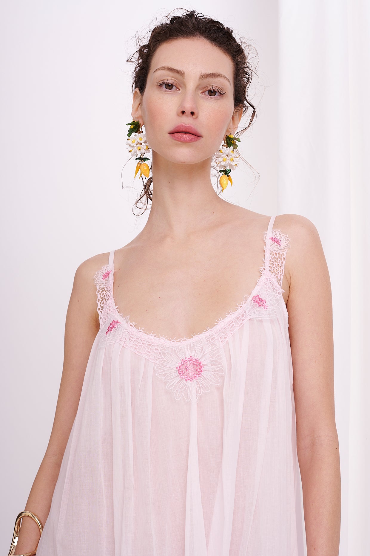 mini dress mousseline with lace