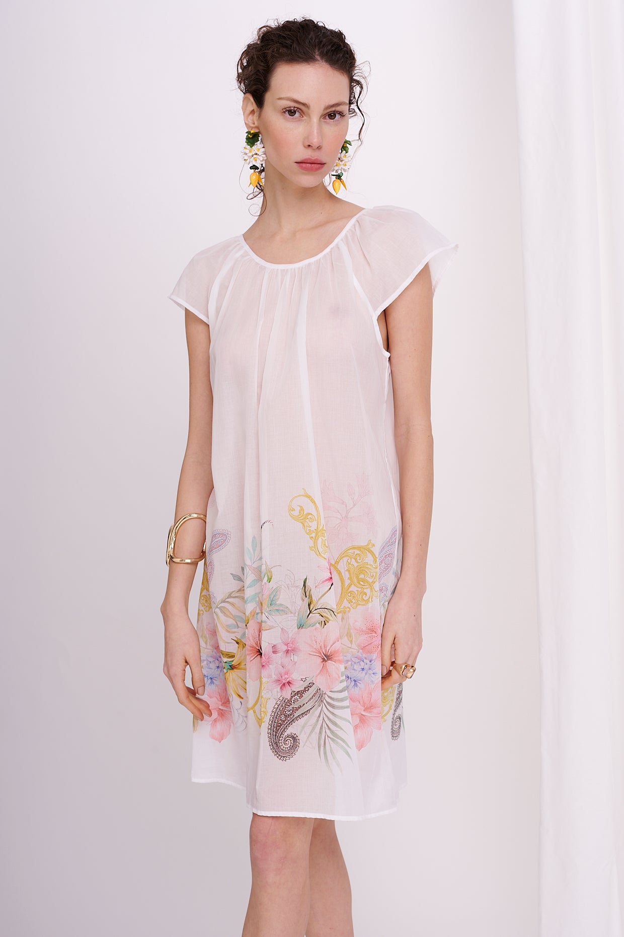dress midi voile with flowers