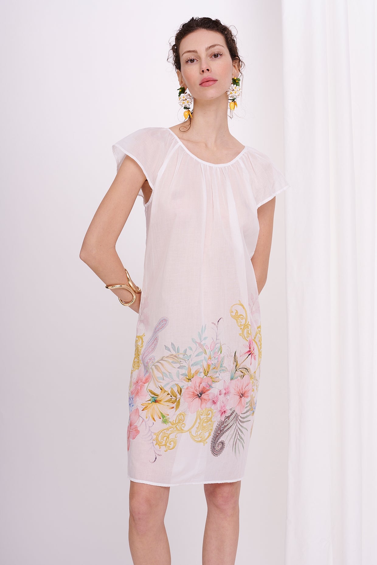 dress midi voile with flowers
