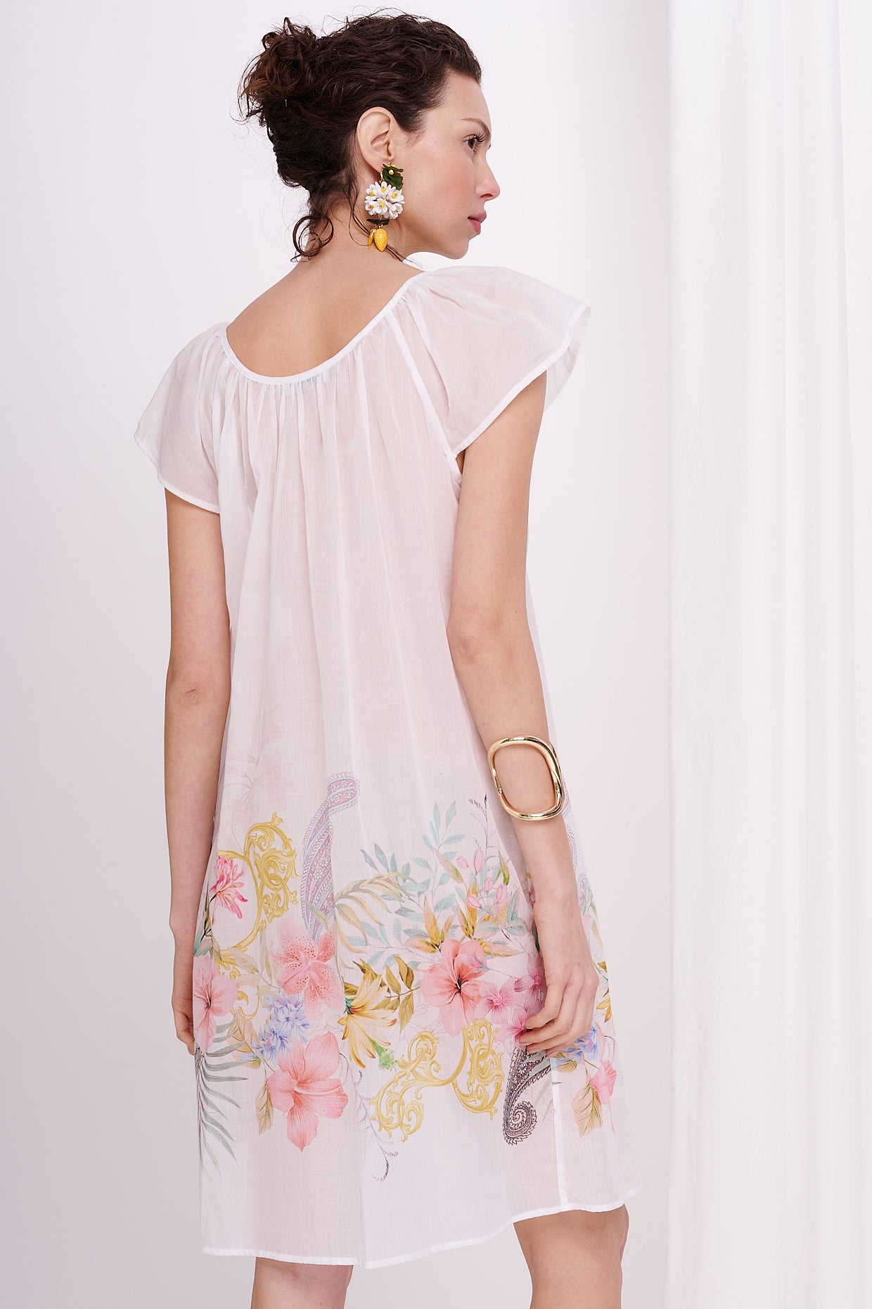 dress midi voile with flowers