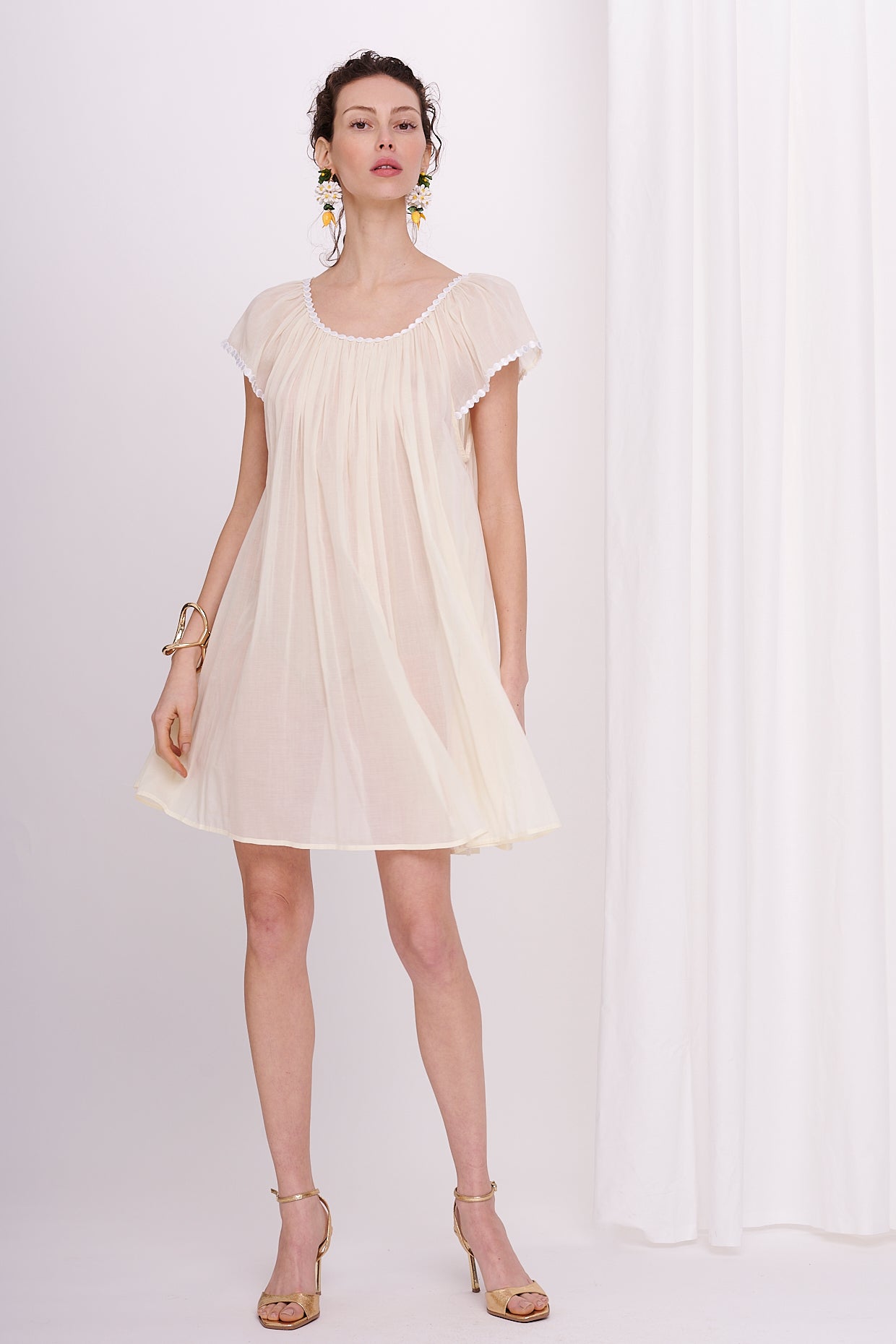 slipdress midi mousseline with lace