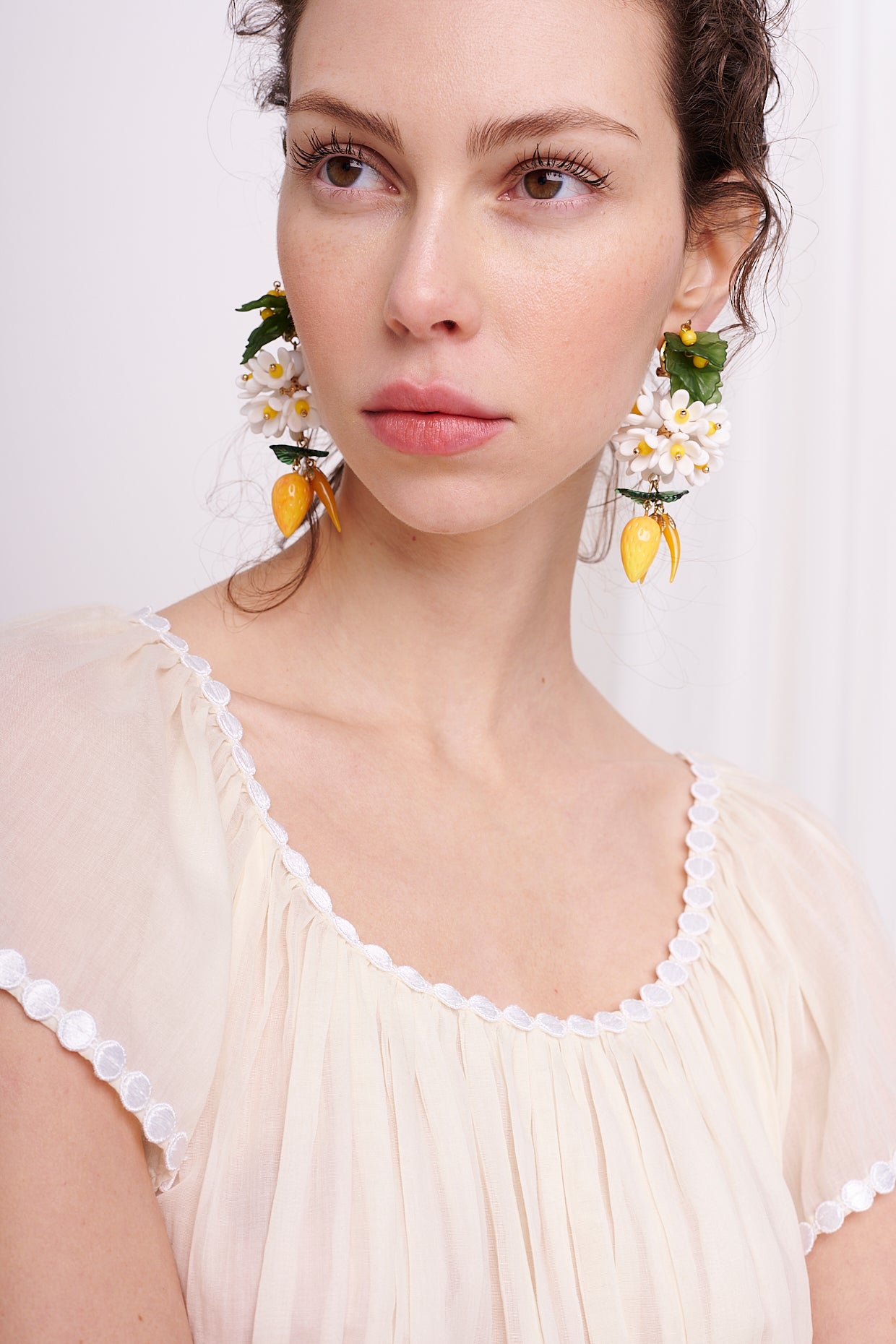 slipdress midi mousseline with lace