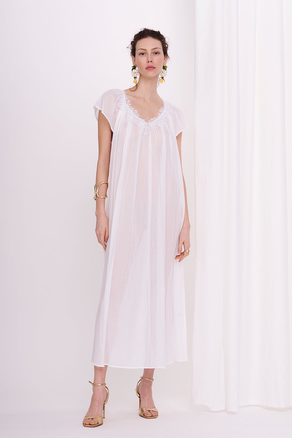 slipdress maxi mousseline with lace