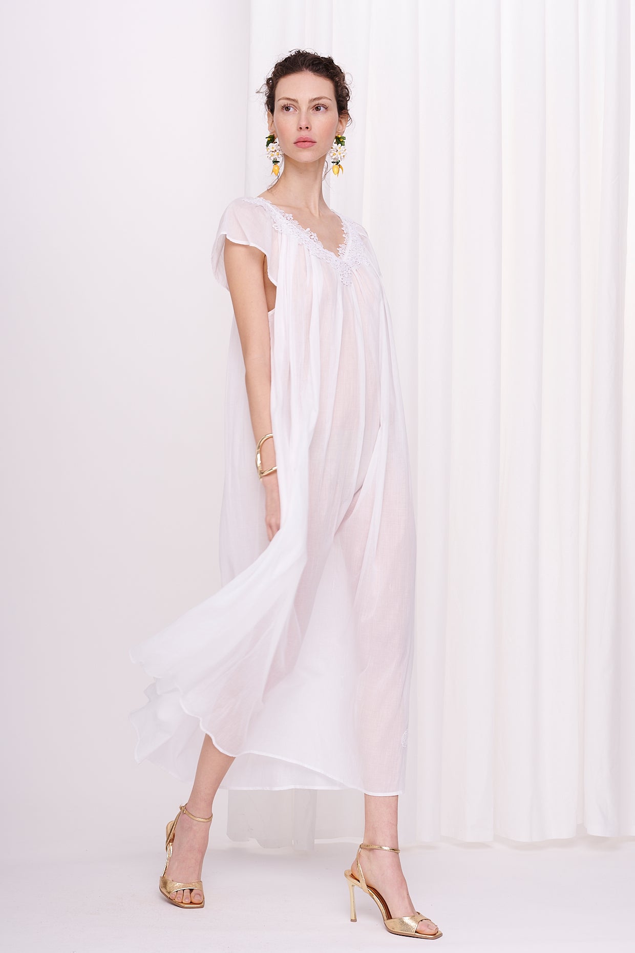 slipdress maxi mousseline with lace