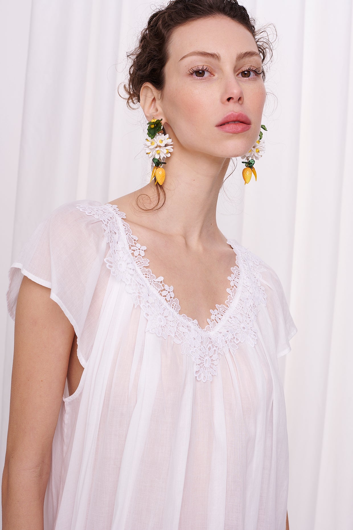 slipdress maxi mousseline with lace