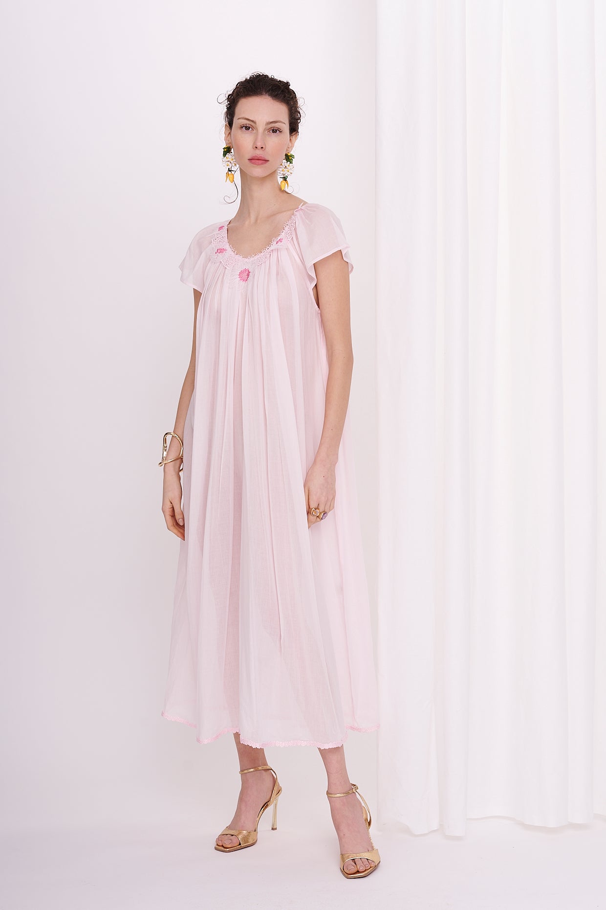 slipdress maxi mousseline with lace