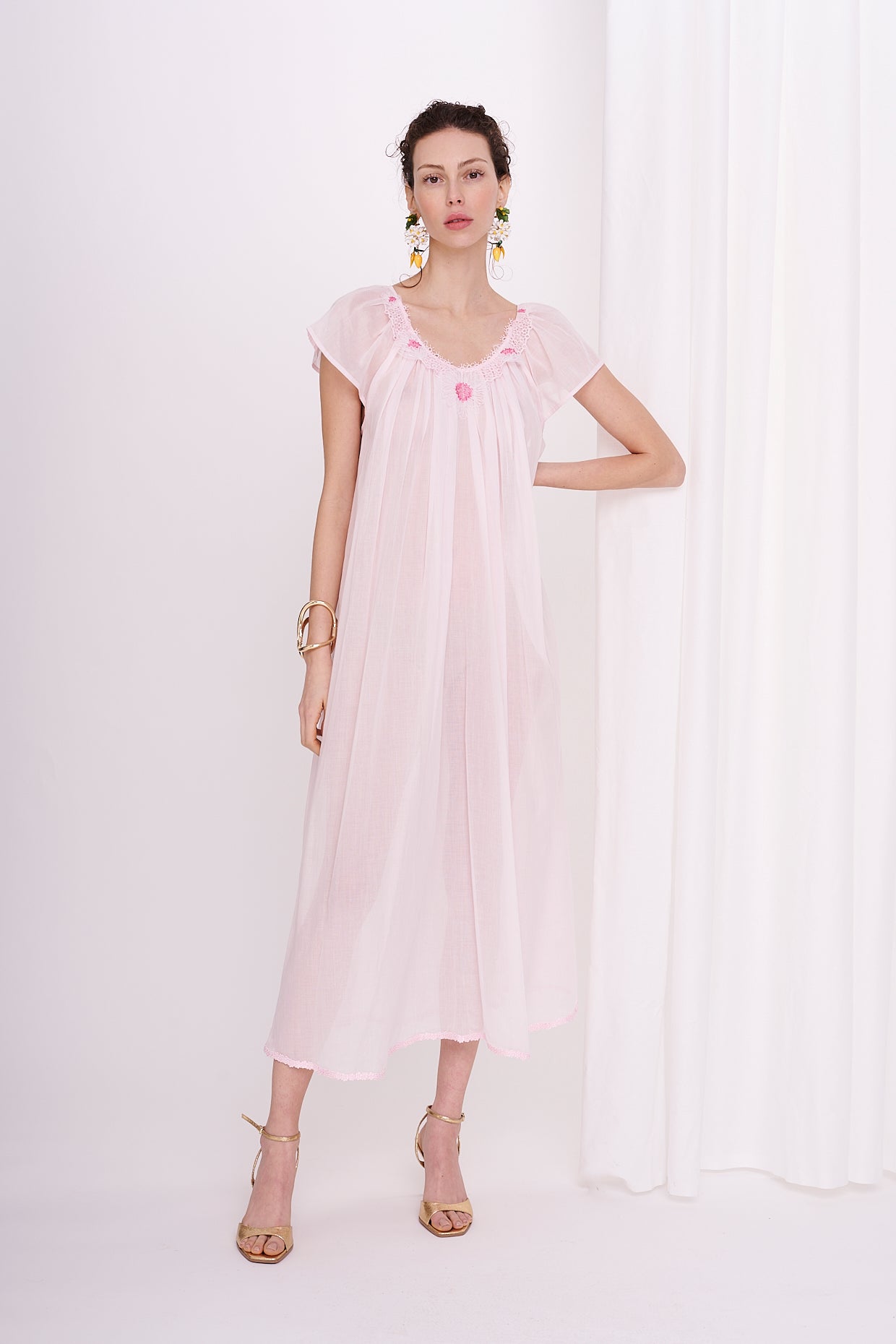 slipdress maxi mousseline with lace