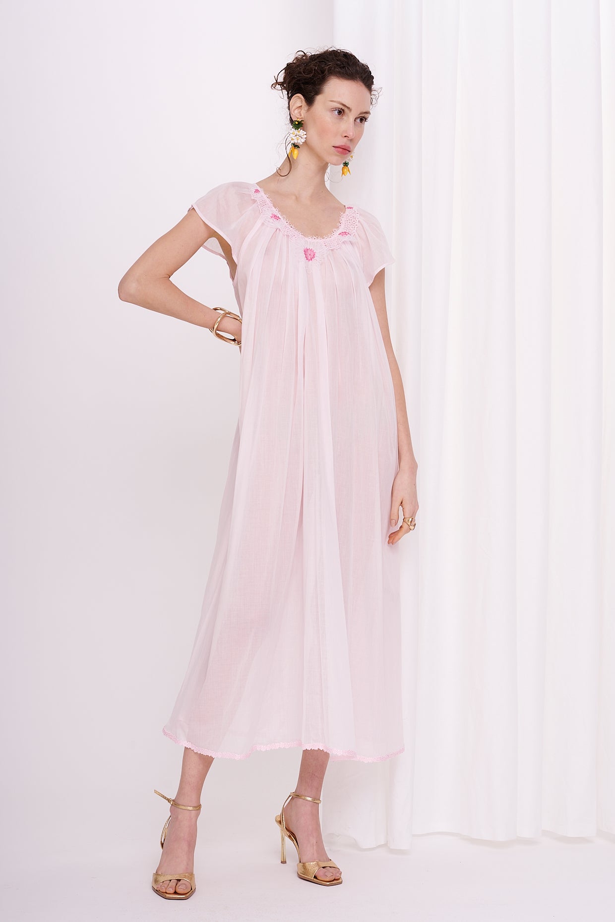 slipdress maxi mousseline with lace