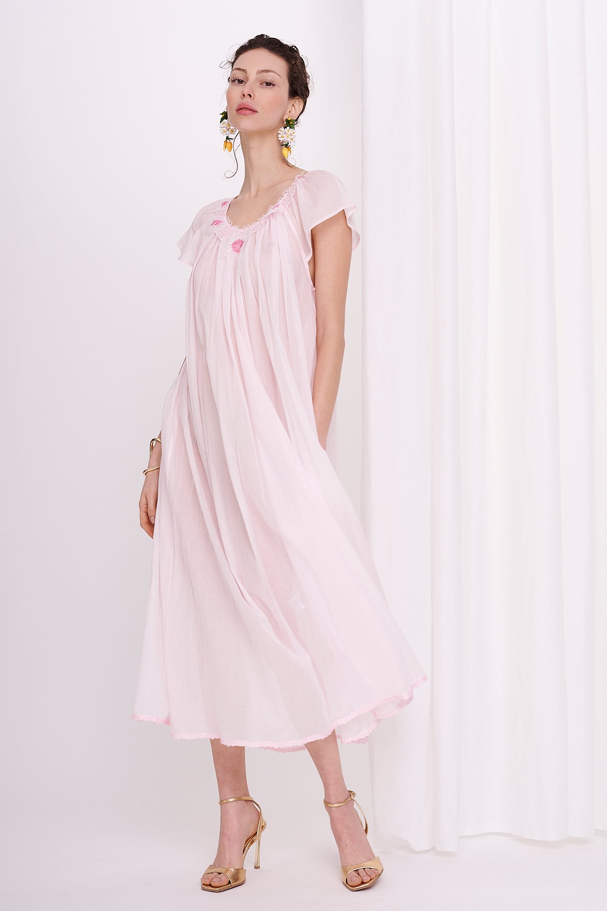 slipdress maxi mousseline with lace