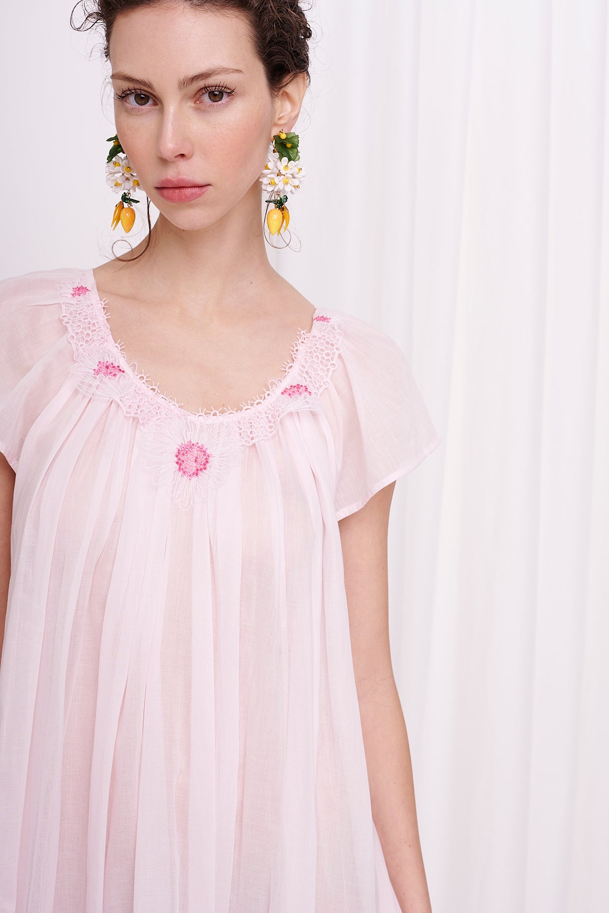 slipdress maxi mousseline with lace