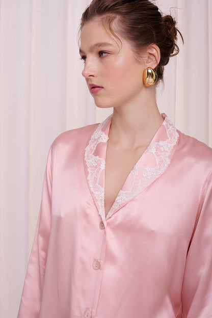 pyjama satin silk with lace