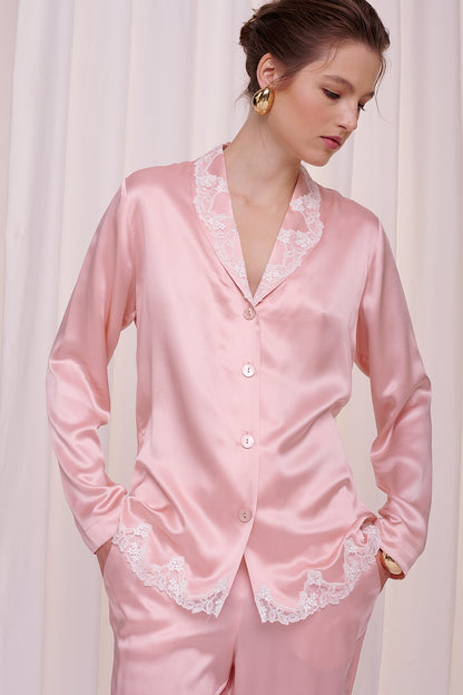 pyjama satin silk with lace